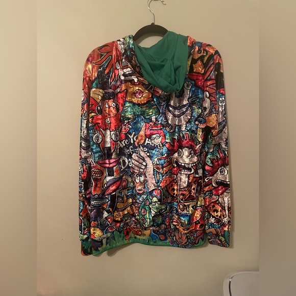 Electro Threads Crushed Velvet 90s Nostalgia Hoodie Jacket Unisex Size M - Picture 2 of 5